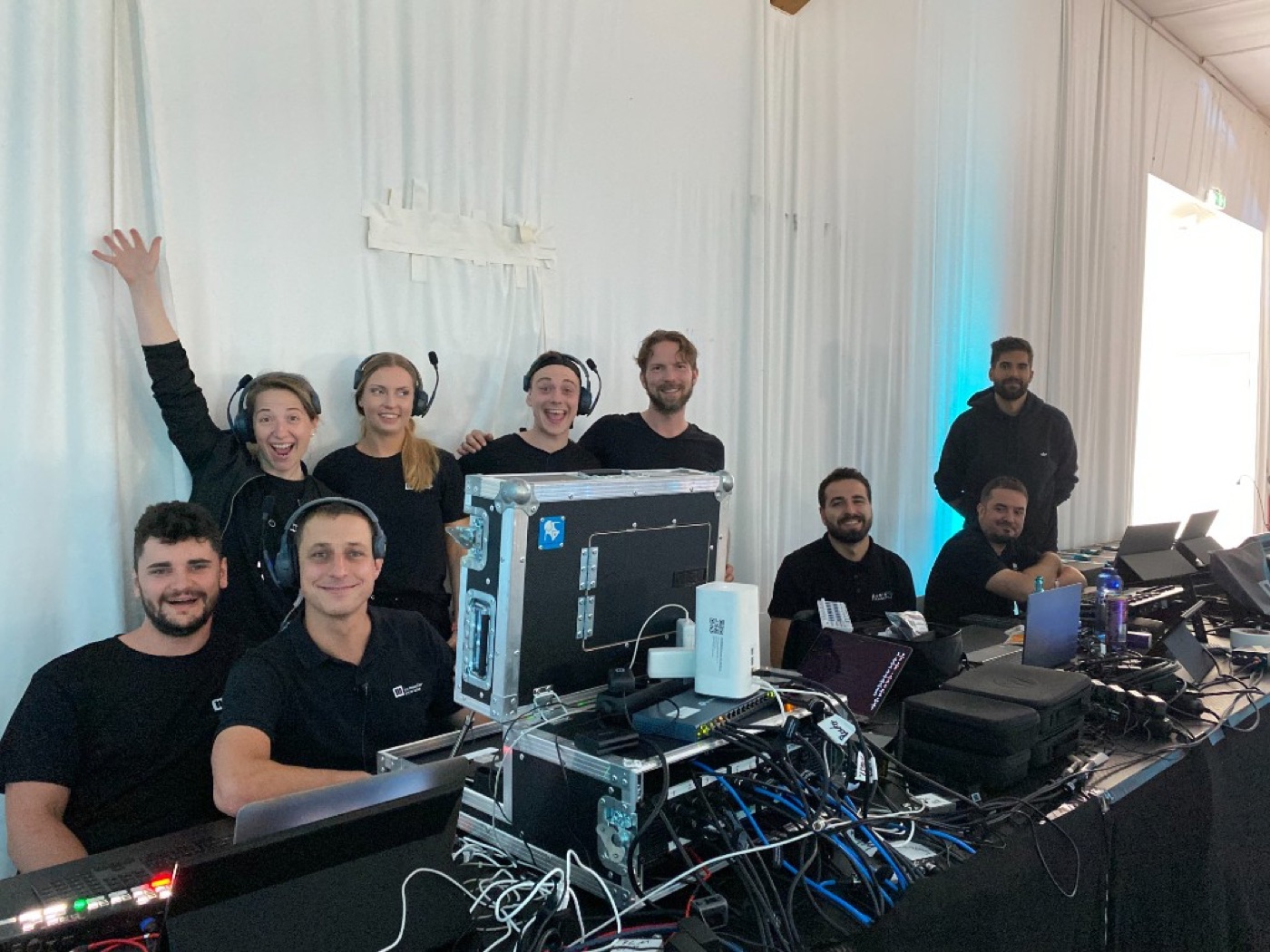 The formwandler events technical crew at their control station during an event in Frankfurt