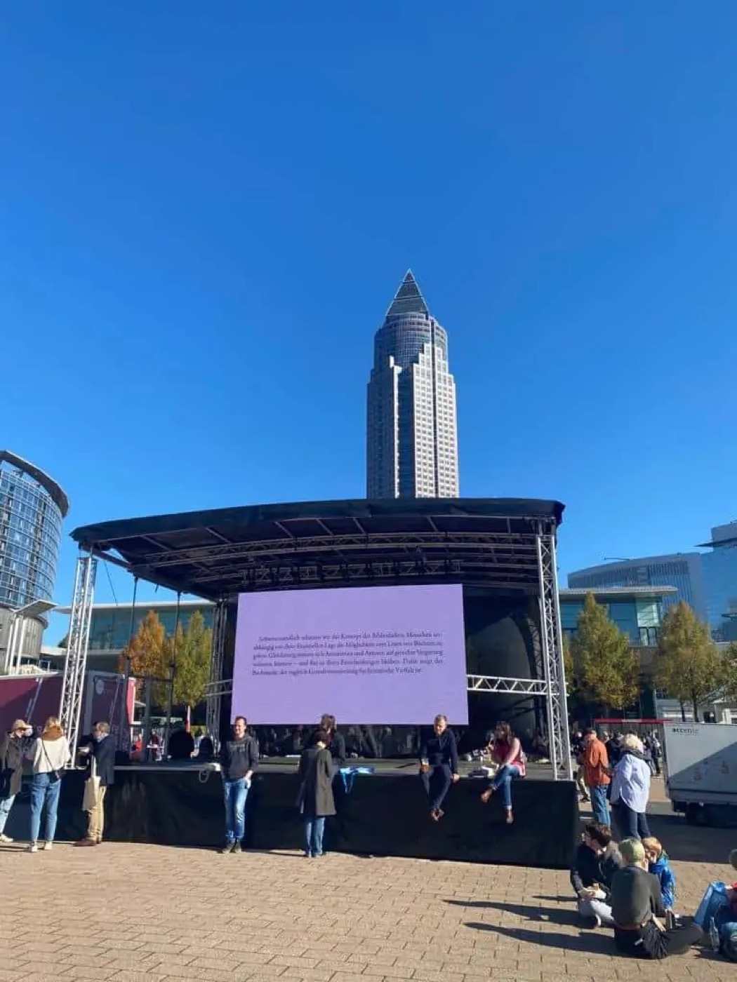 Open-air stage with event technology at a summer party in Frankfurt